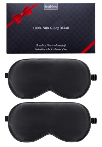 BeeVines Silk Sleep Mask for Men, 2 Pack 100% Natural Mulberry Silk Eye Mask with Adjustable Strap, Sleeping Aid Blindfold for Nap, Soft Eye Sleep...