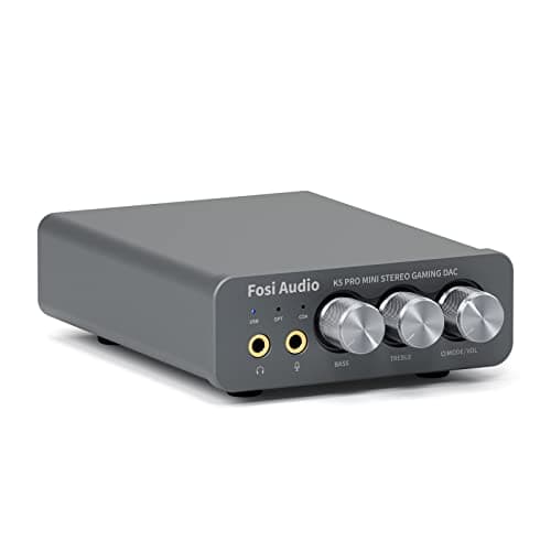 Fosi Audio K5 Pro Gaming DAC Headphone Amplifier Mini Hi-Fi Stereo Digital-to-Analog Audio Converter 24-Bit 192 kHz USB Type C/Optical/Coaxial to...