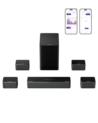 ULTIMEA 7.1 Channel Surround Sound System for TV with Dolby Atmos, 460W Soundbar with 6.5" Wireless Subwoofer, APP Control, 4 Surround Speakers,...