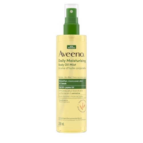 Aveeno Daily Moisturizing Body Oil Mist with Oat and Jojoba Oil for Dry, Rough, Sensitive Skin, Lightweight, Non-Greasy, Body Spray, Paraben,...
