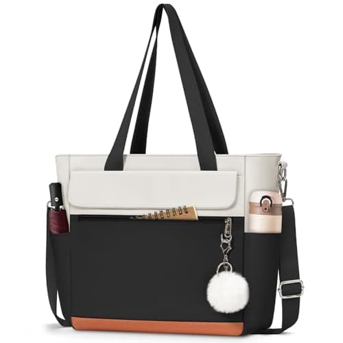Canvas Tote Bags for Women with Zipper Waterproof Work Bag Large Crossbody Bag for Work Travel Teacher Nurse College