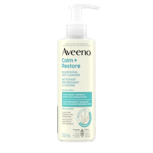 Aveeno Calm + Restore Nourishing Oat Facial Cleanser for Sensitive Skin, Gentle Gel Face Wash with Nourishing Oat & Calming Feverfew,...