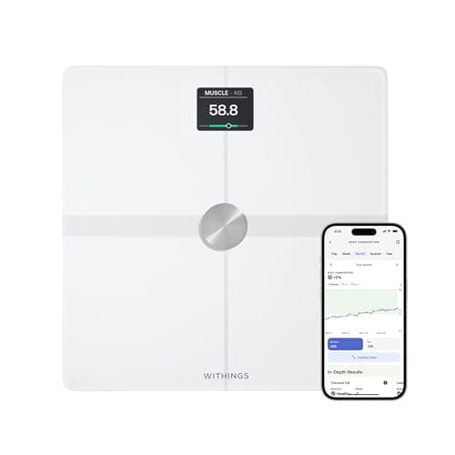 WITHINGS Body Smart - Digital Smart Scale for Body Weight, Weight Scale for Visceral Fat, Mucle & Fat Mass Heart Rate, Android & iOS comaptible