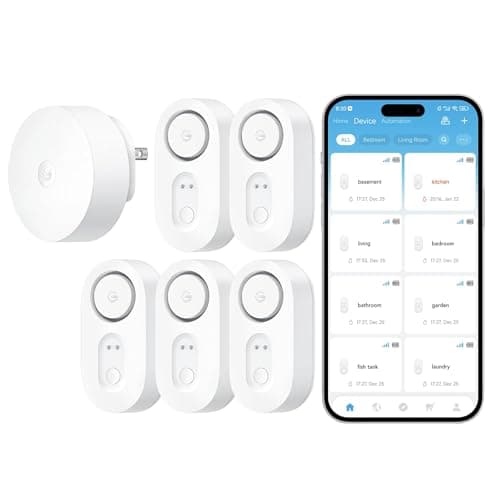 GoveeLife Upgraded Smart Water Leak Detector 1s with 1804ft Ultra-Long Range, WiFi Water Sensor with SMS/Email/APP Push and Sound Alarm, 5-Year...