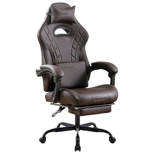 NIONIK Gaming Chair with Footrest and Massage Lumbar Support, Ergonomic Computer Gamer Chair, PVC Leather Video Game Chairs, Height Adjustable with...