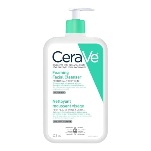 CeraVe Foaming Face Wash, Gentle Face Cleanser for Men & Women with Hyaluronic Acid, Niacinamide, Ceramides. Makeup Remover for oily skin,...