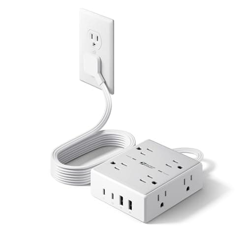 Surge Protector Power Bar, SUPERDANNY 6 Ft Extension Cord with 8 Outlets & 4USB Ports (2 USB 2 C), Mountable Flat Plug Power Strip, Surge...