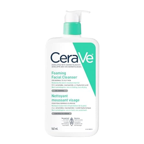 CeraVe Foaming Face Wash, Gel Face Cleanser for Normal to Oily Skin, Removes Excess Oil & Dirt, with Hyaluronic Acid, Niacinamide & Ceramides,...