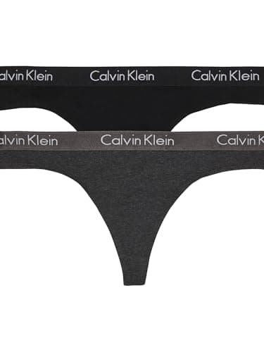 Calvin Klein Motive Cotton Multipack String Panty pour femme Charbon chiné/noir Taille M