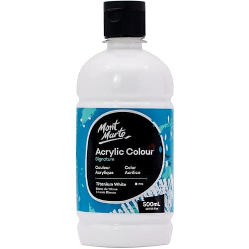 Mont Marte Signature Titanium White Acrylic Paint, 16.9oz (500ml), Semi-Matte Finish, Suitable for Canvas, Wood, Fabric, Leather, Cardboard, Paper,...