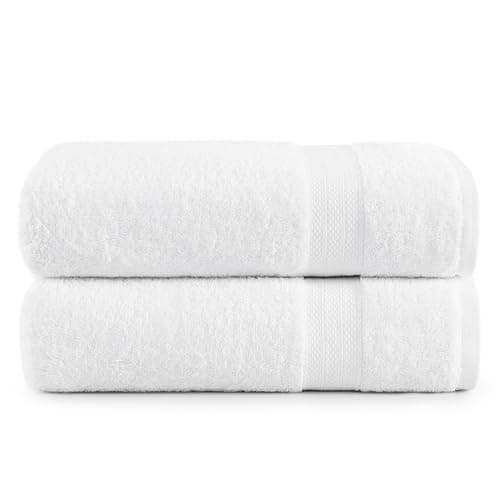 Ensemble de serviettes de bain pour draps de bain - Paquet de 2 serviettes de bain extra larges 100 % coton, serviettes de bain surdimensionnées, serviettes de bain de luxe...