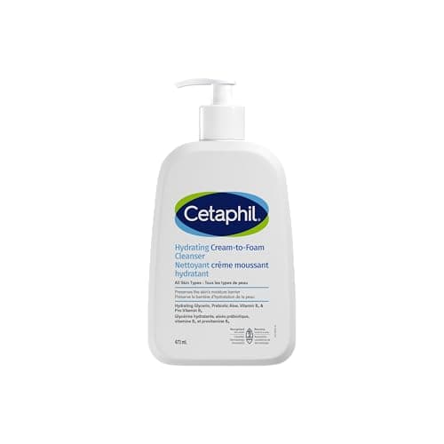 Cetaphil Cream to Foam Face Wash, Hydrating Facial Cleanser for Normal to Dry Sensitive Skin, Foaming Cleanser with Aloe, Glycerin & Niacinamide,...