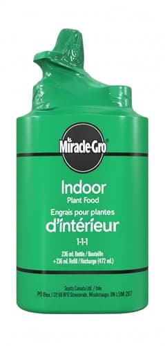 Miracle-Gro Indoor Plant Food 236mL + 236mL Refill (Total of 2 Bottles) | Instantly Nourishing Liquid Fertilizer with Easy Pump Dispenser for...