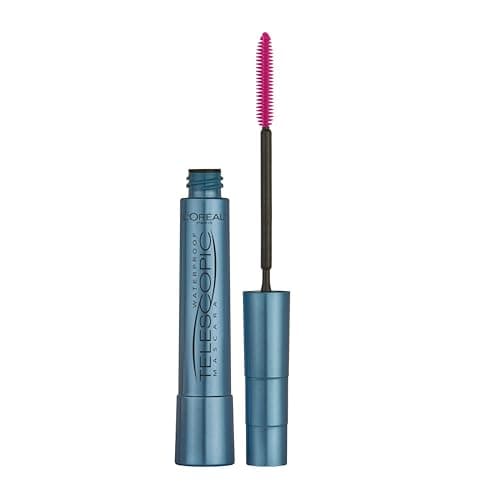 L'Oreal Paris Telescopic Waterproof Mascara, Eyelash Lengthening Mascara, Unique Non-Clumping Formula, Delivers Intense Length, For Sensitive Eyes,...
