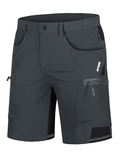TACVASEN Men's Grey Sports Casual Shorts with 5 Pockets, Mid Rise, Elastic Waist, Quick Dry, Lightweight, Perfect for Hiking, Climbing, Golf,...