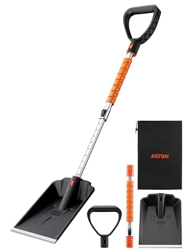 AstroAI Lightweight Snow Shovel for Car, Extendable Snow Shovel with Thickened Aluminum Handle and Blade, Portable and Multifunctional for...