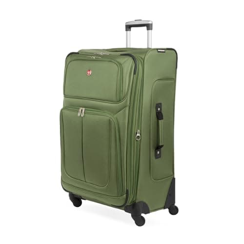 SWISSGEAR Sion Softside Expandable Spinner Luggage Durable Lightweight Travel Suitcase, Evergreen, Checked-Large 29-Inch