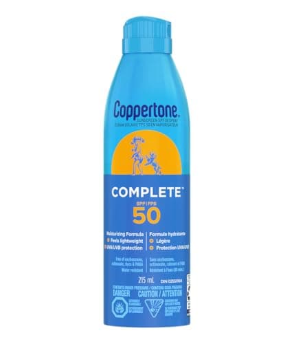 Coppertone Complete SPF 50 Sunscreen Spray, Lightweight and Moisturizing Spray Sunscreen, Water Resistant Sunscreen Broad Spectrum SPF 50 UVA/UVB...
