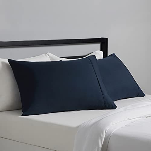 Amazon Basics Lightweight Super Soft Easy Care Microfiber Pillowcases, Standard size, 30" L x 20" W, Navy Blue, Pack of 2, Pillow Not Included