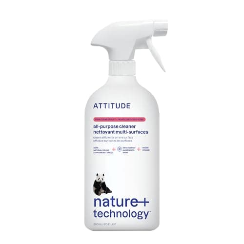 Spray nettoyant tout usage ATTITUDE, vérifié EWG, végétalien, fabriqué avec 94 % d'ingrédients à base de plantes, sans traces pour la cuisine, la salle de bain, le verre et plus encore,...