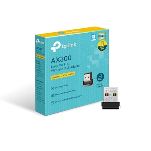 TP-Link AX300 Wi-Fi 6 USB Adapter for PC (Archer TX1U Nano) – Ultra-Compact, Plug-and-Play, MU-MIMO & OFDMA Support, Pre-Loaded Driver, 287 Mbps on...