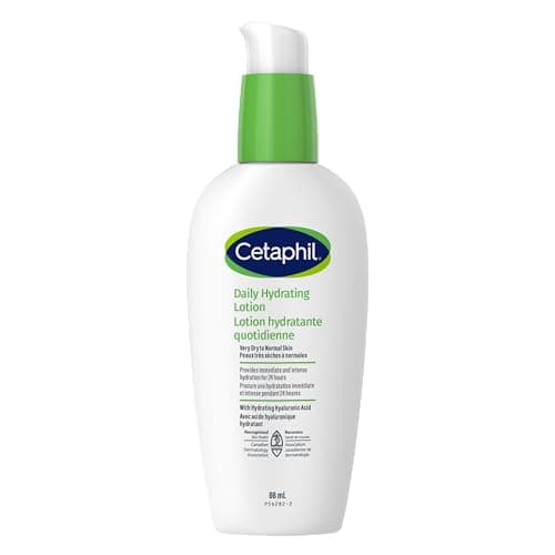 Lotion hydratante quotidienne Cetaphil à l'acide hyaluronique - Hydratation 24 heures - Sans parfum, sans parabène - Pour peaux sèches et sensibles, 88 ml