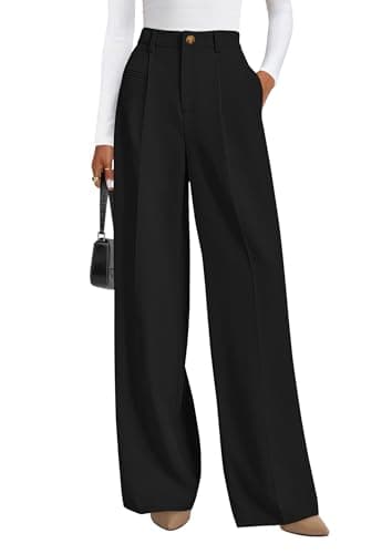 PRETTYGARDEN Womens Wide Leg Dress Pants 2026 Business Casual Flowy Work Palazzo Pants High Waisted Slacks Trousers (Black,X-Large)