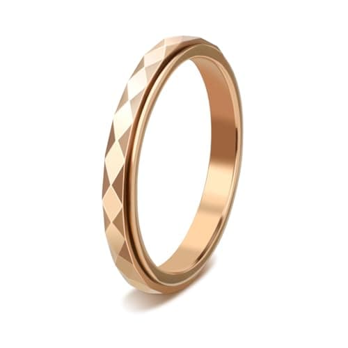 Titanium Anxiety Ring for Women Men 3mm Multi-Faceted Steel Fidget Rings Anti Anxiety Relief Rhombus Spinner Ring Anxiety Fidget Rings Fit for...