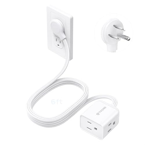 TROND 6ft Flat Extension Cord Indoor, Right Angle Ultra-Thin Plug, 3 Way Multiple Outlets, 13 Amps, 1625W, Small Flexible SPT 16/3 Power Cable...