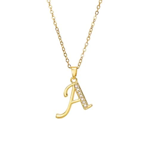 Kyazeo 18K Gold Plated Initial Necklaces for Women Dainty Letter Choker Personalized Name Necklace Tiny CZ Pendant Every Jewelry A