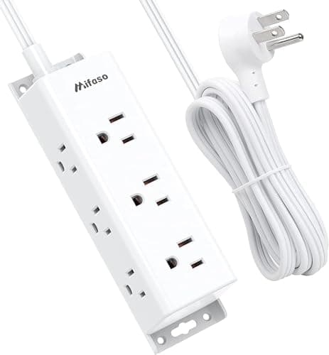 Power Bars with Surge Protector - 9 Widely Spaced Multi Outlets, Wall Mount, 3 Side Outlet Extender with 5Ft Extension Cord, Flat Plug for Home Office