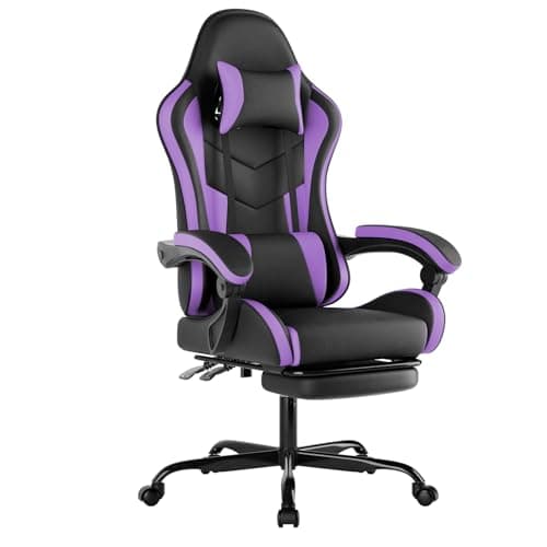 NIONIK Gaming Chair with Footrest, Ergonomic Gaming Chair Racing Style Adjustable Height High-Back PC Computer Chairs, Video Game Chairs with...