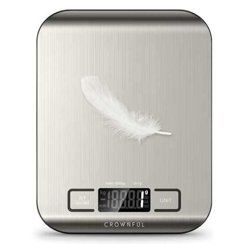 Balance alimentaire CROWNFUL, balance de cuisine numérique de 11 lb, poids en onces et en grammes pour la cuisson et la pâtisserie, 6 unités avec Tare Fu...