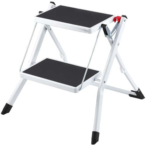 VEVOR Step Ladder 2-Step 330lbs Capacity, Ergonomic Folding Steel Step Stool with Wide Anti-Slip Pedal, Sturdy Step Stool for Adults Toddlers,...