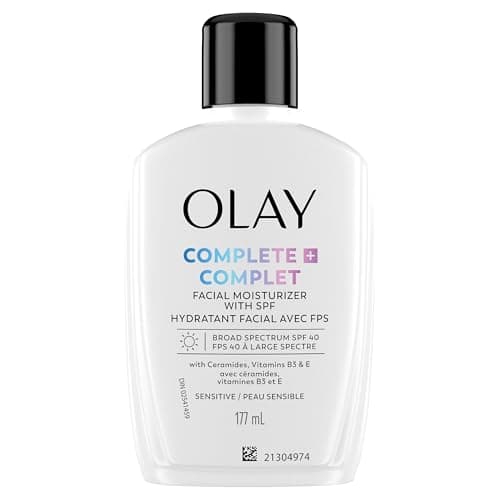Olay Complete+ Face Moisturizer with Sunscreen SPF 40, For Sensitive Skin, Broad Spectrum Sun Protection, Fragrence-Free - No White Cast on All...