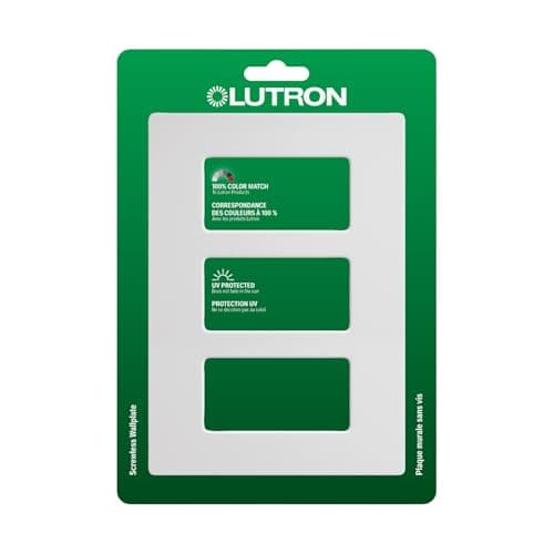 Lutron Claro 3-Gang Decorator Wallplate, CW-3-WH, no visible screws, White