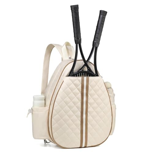 SUIKIHUM Sac de Tennis Convertible, Sac à Dos à bandoulière, imperméable, réversible, pour Raquette de Tennis, pour Femmes et Hommes (Beige)