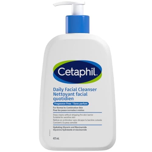 Cetaphil Daily Facial Cleanser Fragrance Free (473ml) - Deep Cleansing Face Wash, Ideal for Normal to Combination to Oily Skin, Dermatologist Tested 