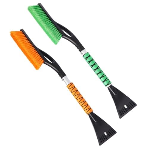 aolopw 2 Pack Ice Scrapers with Snow Brush, 27 Inch Snow Remover for Car Windshield and Door, Detachable Ice Shovel Tool with Ergonomic Foam Grip,...