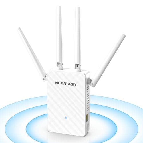 NEWFAST 2026 WiFi Range Extender,Wireless Repeater for Home with 4 Rotating Antennas,MU-MIMO,4X Faster,Covers Up to 9,800 Sq.ft and Support 35...