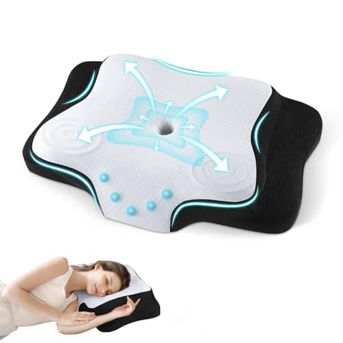 JINXIA Cervical Pillow for Neck and Shoulder, Ergonomic Orthopedic Pillow with Cooling Silk Case, Odorless Memory Foam Neck Support Pillow for...