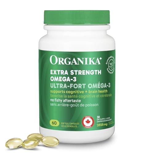 Organika Extra Strength Omega-3 Fish Oil 1414mg – High DHA (330mg) and EPA (660mg) Formula for Cognitive, Brain & Heart Health – No Fishy...