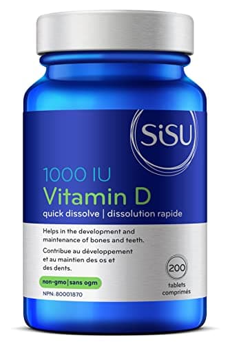 SISU Vitamin D3 1,000 IU, Unflavoured | Essential to Proper Calcium Absorption and Preventing Bone Loss | 200 Tiny, Quick-Dissolving Tablets |...