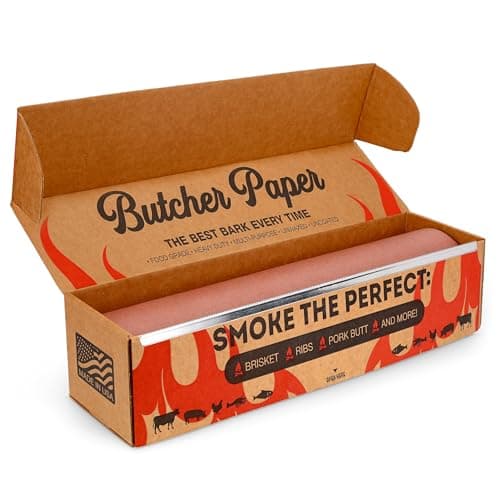 Bryco Goods 18” x 2100” (175’) Pink Butcher Paper Roll with Dispenser Box - Food Grade Peach Butcher Paper for Smoking Meat - Unbleached Unwaxed...