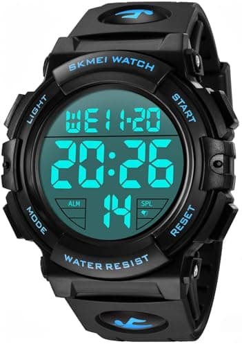 MJSCPHBJK Mens Digital Sports Watch, Waterproof LED Screen Large Face Military Watches for Men