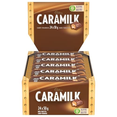 Cadbury Caramilk, Full Size Chocolatey Candy Bars, Sweet Treats, Individually Wrapped, 50g (Pack of 24 Candy Chocolate Bars)