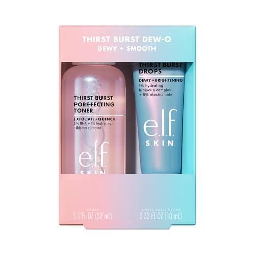 e.l.f. SKIN Thirst Burst Dew-O, Travel-Sized Skincare Set, Exfoliating Facial Toner & Hydrating Serum Drops, Gives Skin A Dewy, Bouncy Glow, Vegan...