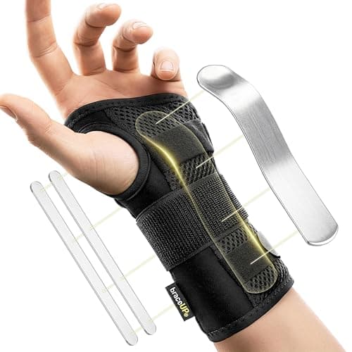 BraceUP Carpal Tunnel Wrist Brace with Metal Wrist Splint for Hand and Wrist Support and Tendonitis Arthritis Pain Relief - for Men and Women (S/M,...
