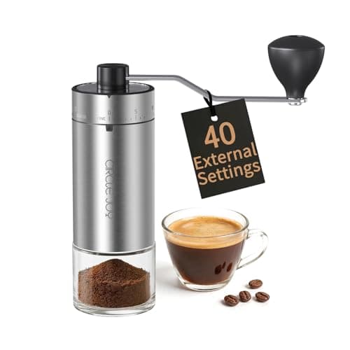 CIRCLE JOY Manual Coffee Grinder with 40 Adjustable Gear Settings, High Precision Conical Burr Portable Hand Coffee Bean Grinder for French...