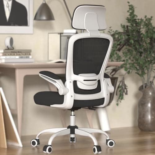 Chaise de bureau Mimoglad, chaise de bureau confortable - Chaise d'ordinateur ergonomique à dossier haut avec support lombaire et appui-tête réglables, accoudoirs rabattables pour guitare...